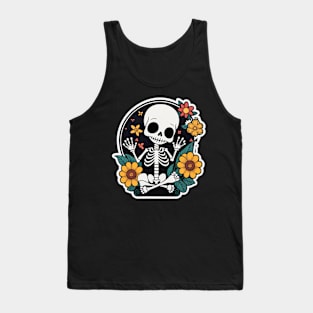 Cute floral kawaii skeleton No.4 Tank Top